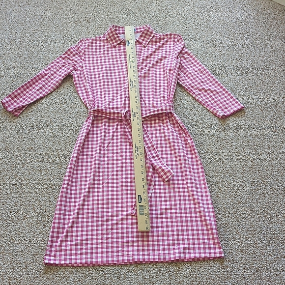 J.McLaughlin belted shirt dress, pink gingham print. Size M NWOT - Picture 6 of 9